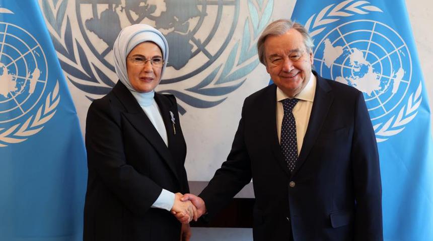Emine Erdoğan, BM Genel Sekreteri Guterres'le bir araya geldi