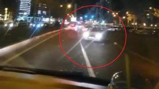 Makas atan sürücünün kazadan kıl payı kurtulduğu anlar kamerada