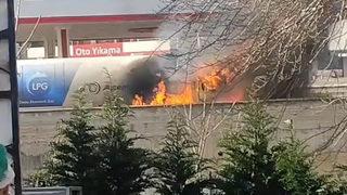 Sultanbeyli'de benzin istasyonundaki gaz tankerinde yangın! 