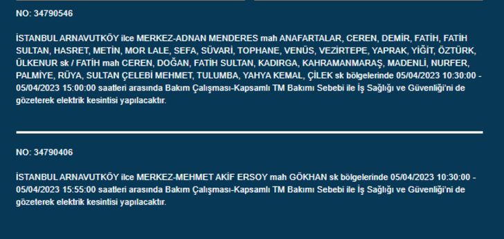 İstanbul'da büyük elektrik kesintisi! Dikkat birçok ilçe saatlerce karanlığa gömülecek!  İşte 5 Nisan 2023 İstanbul elektrik kesintisi listesi! G1