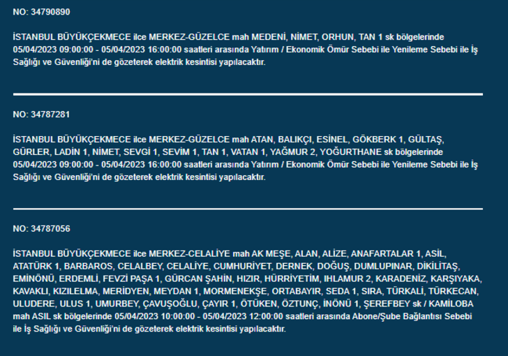 İstanbul'da büyük elektrik kesintisi! Dikkat birçok ilçe saatlerce karanlığa gömülecek!  İşte 5 Nisan 2023 İstanbul elektrik kesintisi listesi! G2
