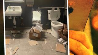 Böylesi filmlerde olur! Tuvaletin duvarını delip...  Çalışanlar, akılalmaz olayı ertesi sabah işe geldiklerinde fark ettiler