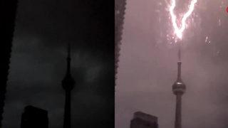 Dünyanın en yüksek kuleleri arasında... Dehşete düşüren anlar böyle görüntülendi! Gökyüzü aydınlandı