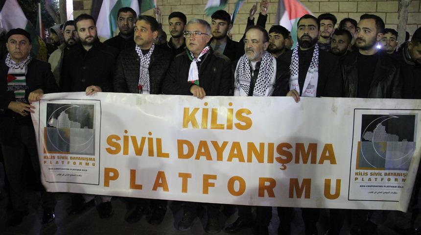 İsrail'in Mescid-i Aksa'ya saldırısı Kilis'te protesto edildi