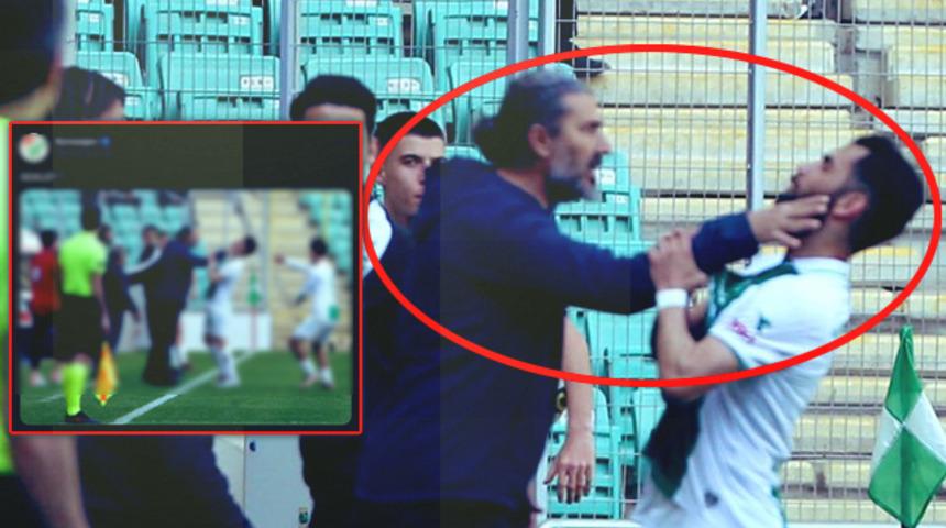 Maçta büyük olay! Teknik direktör Ahmet Yıldırım, rakip futbolcunun boğazını sıktı!