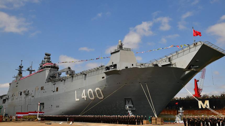 MSB, Türkiye'nin en büyük savaş gemisi 'TCG Anadolu'nun fotoğraflarını paylaştı