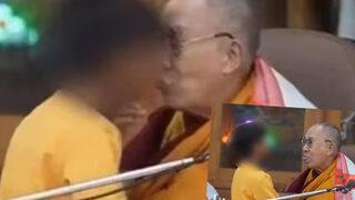 Tibet’in ruhani lideri Dalai Lama’dan kameralar önünde skandal istek! Küçük çocuğu önce dudağından öptü sonra “Dilimi em” dedi