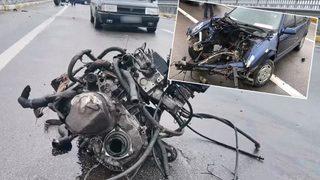 Balıkesir'de feci kaza! Bariyerlere çarptı... Motoru metrelerce savruldu
