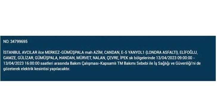 İstanbullular dikkat! Bu ilçelerde odalar uzun süre ışıksız kalacak! İşte 13 Nisan 2023 İstanbul elektrik kesintisi listesi... G1