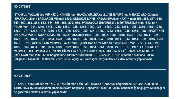 İstanbullular dikkat! Bu ilçelerde odalar uzun süre ışıksız kalacak! İşte 13 Nisan 2023 İstanbul elektrik kesintisi listesi... G2