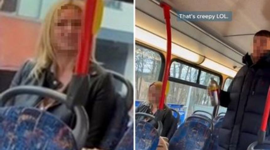 Bomboş otobüste yanındaki koltuğa oturmak isteyen adama böyle tepki gösterdi.... O anlar otobüsün güvenlik kamerasına yansıdı