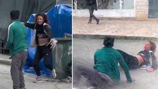 Sokak ortasında birbirlerine girdiler! 'Sen bana nasıl vurursun?'