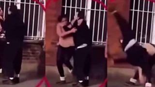 Kendisini aldatan kocasıyla sokak ortasında kavga etmeye başladı! Görenler ayıramadı... Eşini tekme tokat dövdü