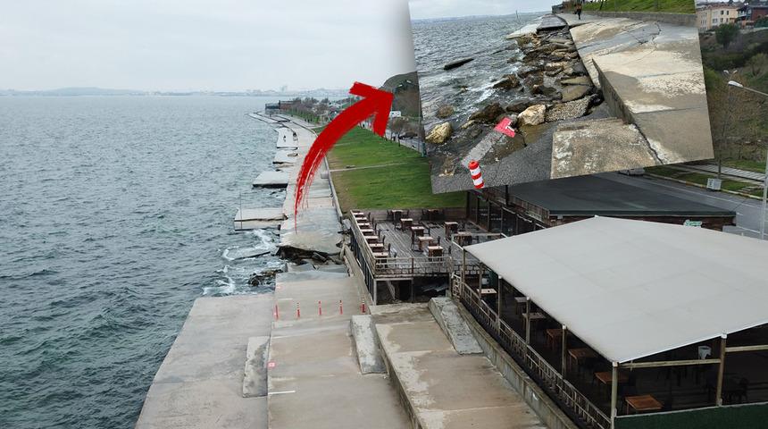 Beylikdüzü'ndeki sahilde çökmeler artarak devam ediyor! Korkutan deprem uyarısı: '1,5 metre denize kayacaktır'