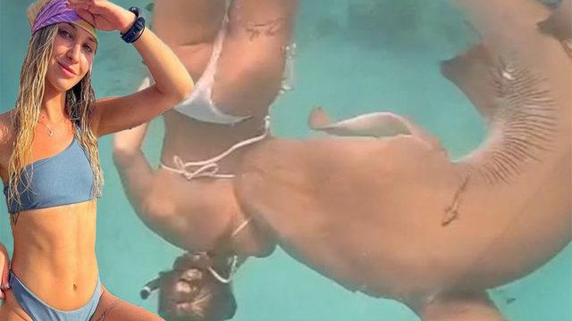 Korku dolu anlar saniye saniye kamerada! Köpek balığı dalış yapan kadının arkasından yaklaşıp onu ısırdı