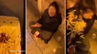 Sosyal medyada tepki yağıyor: Kaldırımdaki çocuğa patates kızartması fırlatıp kaçtı! Gündem olan videoda skandal ifadeler