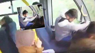 Otobüste korku dolu anlar! Ölümden döndüler... Kamera saniye saniye kaydetti