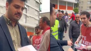 AK Partili ve TİP'li gençler sokakta karşılaşınca... Broşür dağıtırken yanlarına geldi, iki grup arasındaki diyalog gündem oldu 