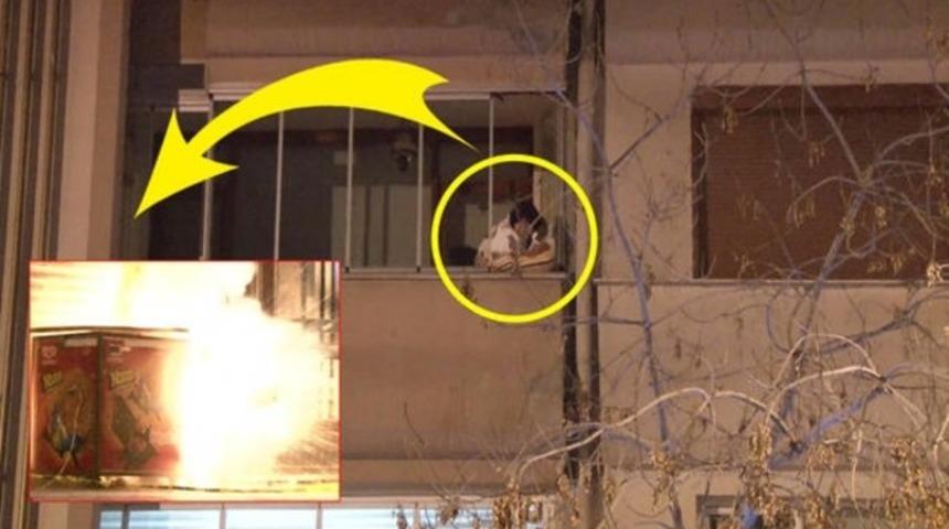 Herkes korkudan uzaklaşırken o battaniye ile izledi! Gece yarısı ilginç görüntü