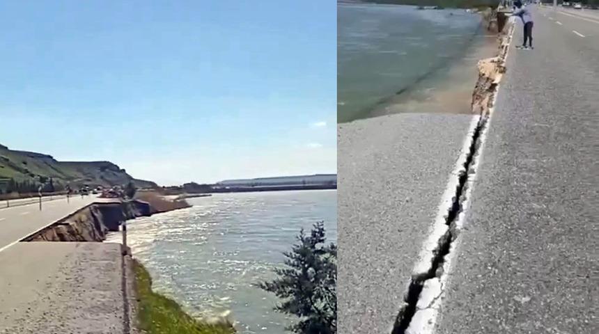 300 metrelik kısmı çöktü! Yol trafiğe kapatıldı