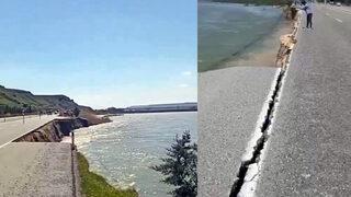 300 metrelik kısmı çöktü! Yol trafiğe kapatıldı