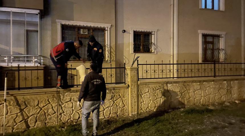 Erzincan’da ayağı korkuluk demirlerine saplanan kediyi itfaiye ekipleri kurtardı