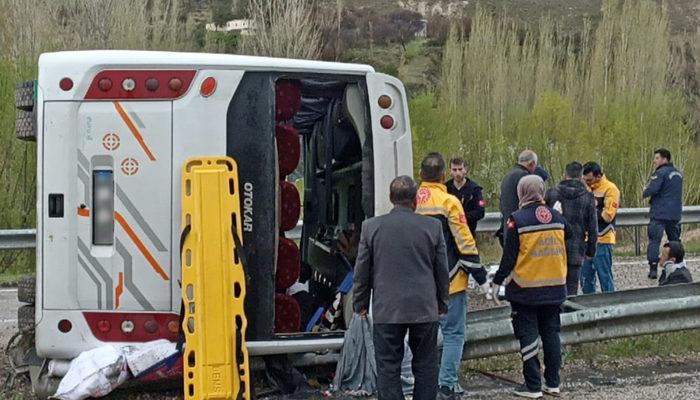 Feci kaza! Yolcu otobüsü devrildi: 10 yaralı