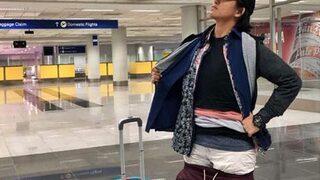 Bir gören bir daha baktı! Ekstra bagaj ücreti ödememek için 2.5 kilogram ağırlığındaki kıyafetleri üzerine giydi