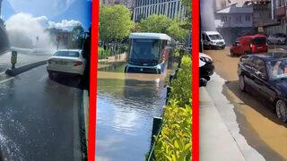 Son dakika | Metrelerce su fışkırdı, yollar göle döndü: Eyüpsultan'da su borusu patladı! Silahtarağa Tüneli'nde ulaşım aksıyor