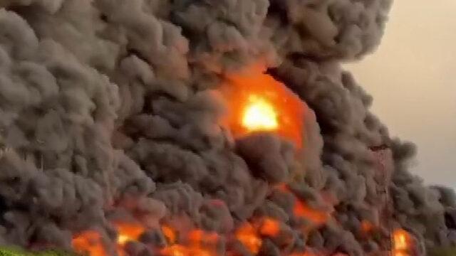 Kırım’da büyük yangın! Yakıt depoları İHA'larla vuruldu