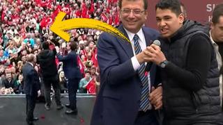 Ekrem İmamoğlu'nun mitinginde dikkat çeken anlar! Mikrofonu gencin elinden aldı: Kerata yakacak şimdi burayı