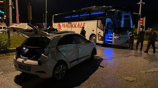 Aydın'da yolcu otobüsü ile otomobilin çarpışması sonucu 5 kişi yaralandı