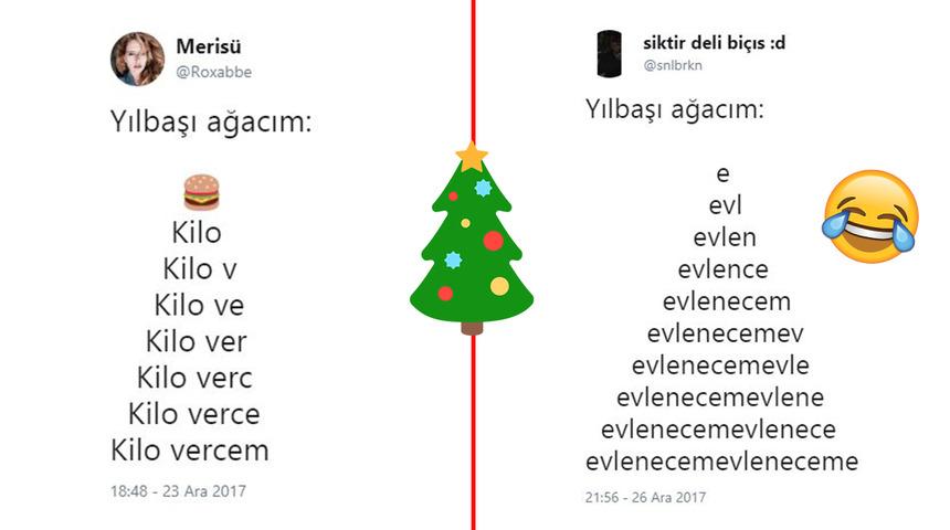 Yılbaşı ağa&ccedil;larıyla hislerimize terc&uuml;man olan aşırı yaratıcı Twitter kullanıcıları