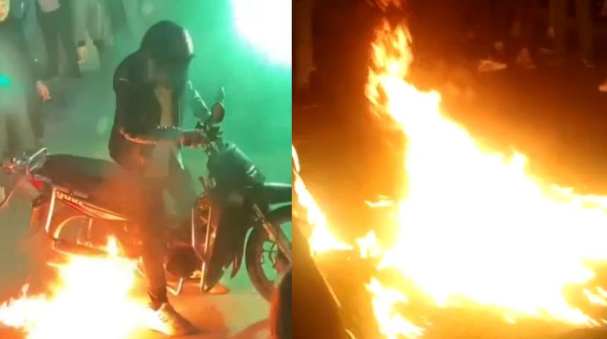 Asker eğlencesinde korku dolu anlar! Alevlerin içinde kaldı... 