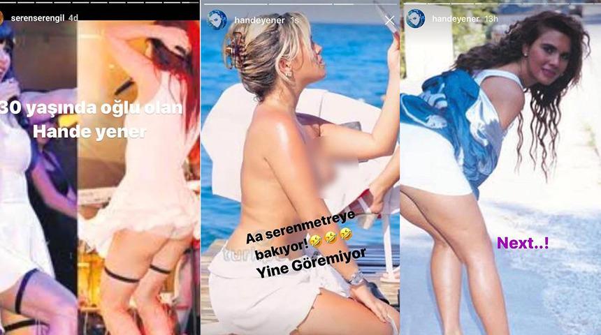 2017'nin son skandalı! Hande Yener Instagram'da Seren Serengil'in &ccedil;ıplak fotoğraflarını paylaştı
