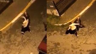 Gece vakti çiftin sokak ortasında kavgası... Kadın erkeğe defalarca tokat attı!