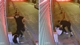 Sokak ortasında kadına öldüresiye dayak attı! Dehşet anları kamerada