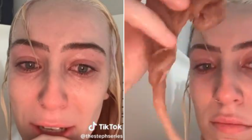 Sa&ccedil;larını evde boyayarak hayatının hatasını yaptı! Sa&ccedil;ları par&ccedil;a par&ccedil;a d&ouml;k&uuml;lmeye başlayınca g&ouml;zyaşları i&ccedil;inde kaldı