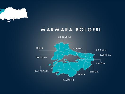 Marmara Bölgesi fiziki haritasında neler var?