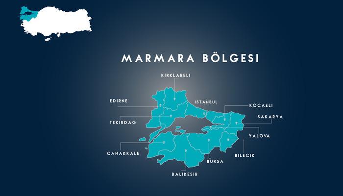 Marmara Bölgesi fiziki haritasında neler var?