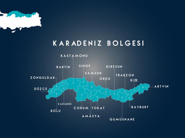 Karadeniz Bölgesi fiziki haritası nasıl? Dağ, ova, göl, akarsuları gösteren Karadeniz Bölgesi fiziki haritasında neler var?