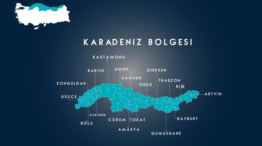 Karadeniz Bölgesi fiziki haritası nasıl? Dağ, ova, göl, akarsuları gösteren Karadeniz Bölgesi fiziki haritasında neler var?
