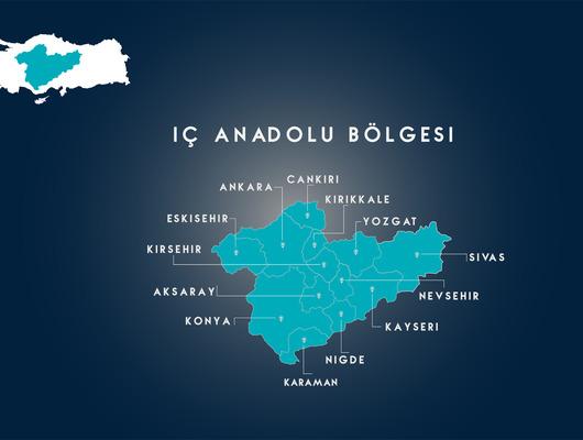 İç Anadolu Bölgesi fiziki haritasında neler var?