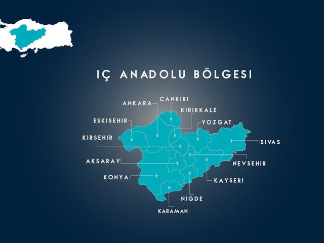 İç Anadolu Bölgesi fiziki haritası nasıl? Dağ, ova, göl, akarsuları gösteren İç Anadolu Bölgesi fiziki haritasında neler var?
