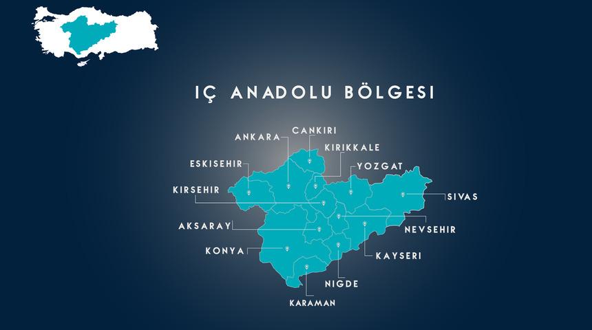 İç Anadolu Bölgesi fiziki haritası nasıl? Dağ, ova, göl, akarsuları gösteren İç Anadolu Bölgesi fiziki haritasında neler var?