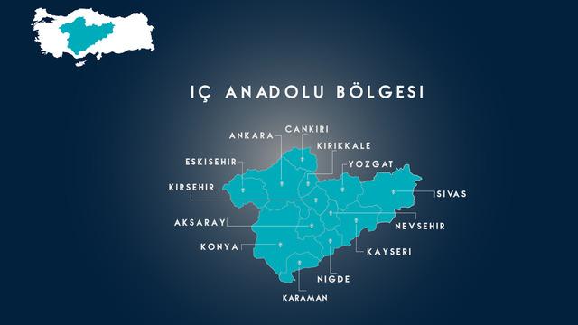 İç Anadolu Bölgesi fiziki haritası nasıl? Dağ, ova, göl, akarsuları gösteren İç Anadolu Bölgesi fiziki haritasında neler var?