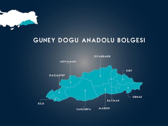 Güneydoğu Anadolu Bölgesi fiziki haritası nasıl? Dağ, ova, göl, akarsuları gösteren Güneydoğu Anadolu Bölgesi fiziki haritasında neler var?