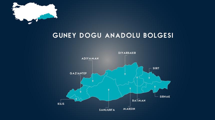 Güneydoğu Anadolu Bölgesi fiziki haritası nasıl? Dağ, ova, göl, akarsuları gösteren Güneydoğu Anadolu Bölgesi fiziki haritasında neler var?