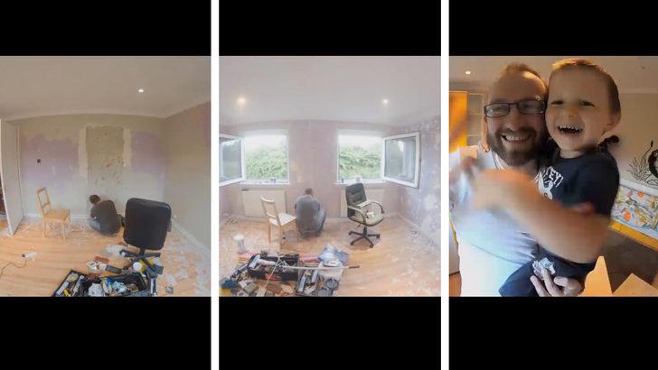 4 yaşındaki oğlu i&ccedil;in odayı baştan yaratan baba