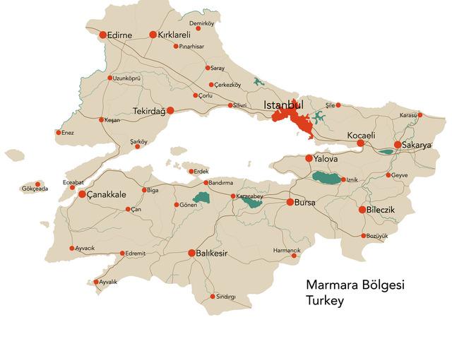 Marmara Bölgesi haritası nasıl? Marmara Bölgesi’ndeki illeri ve sınırları gösteren siyasi haritasında neler var?